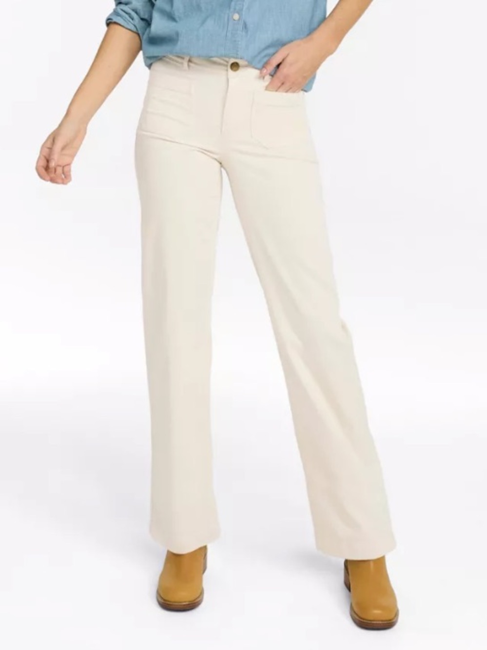 LL Bean NWT Women’s Patch Pocket Wide Straight-Leg Chino Heritage Stone Sz 6P - Picture 2 of 12